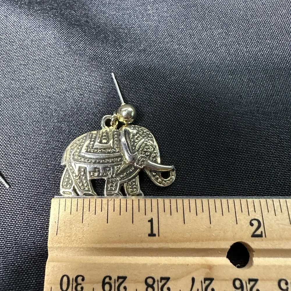 Vintage Gold Elephant Drop Earrings - Women Jewelry